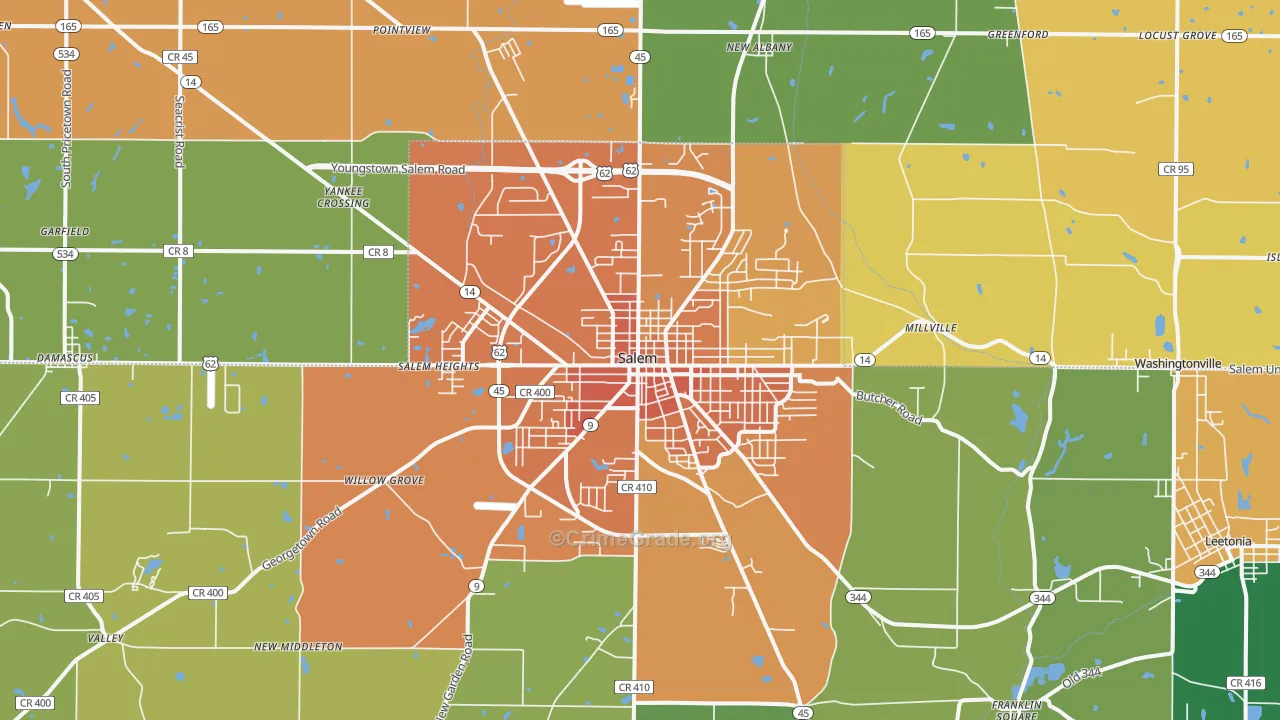 Salem, OH Map of Murder Rates