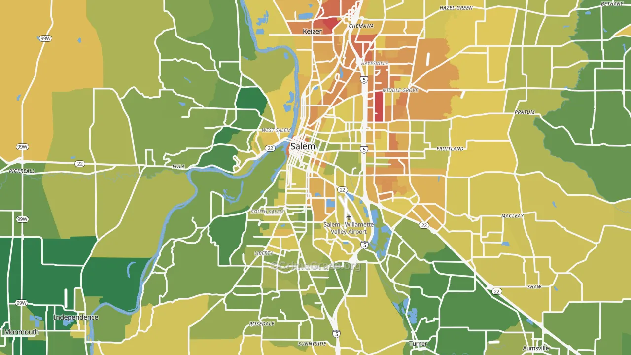 Salem, OR Map of Murder Rates