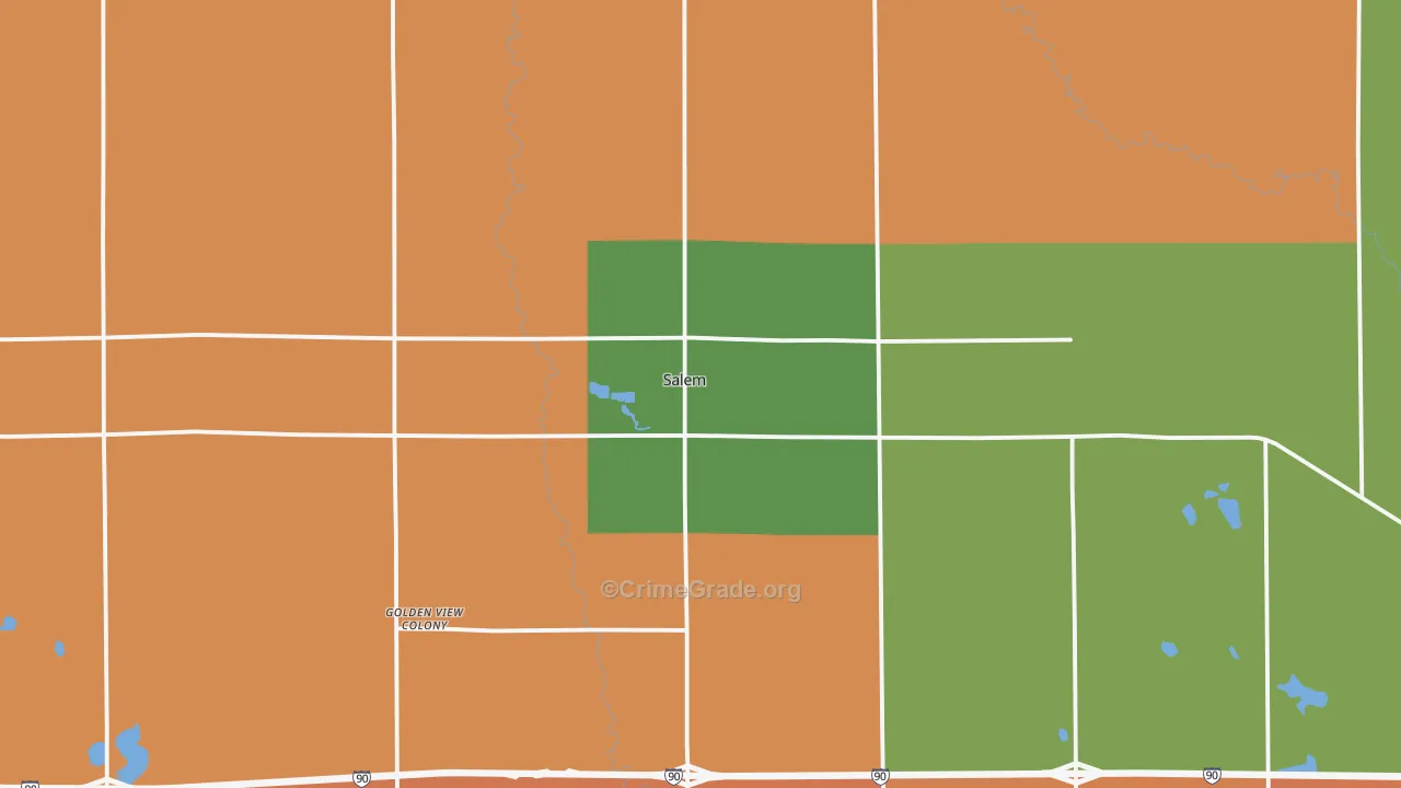 Salem, SD Map of Murder Rates