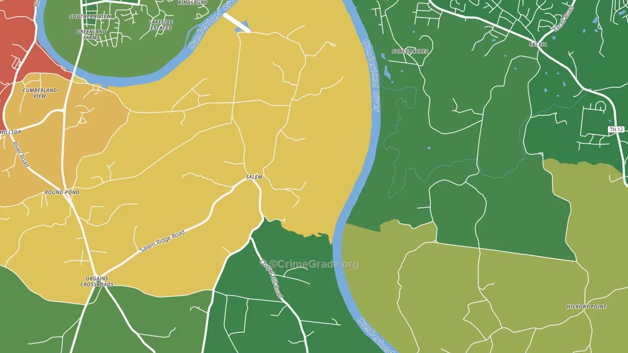 Salem, TN Map of Murder Rates