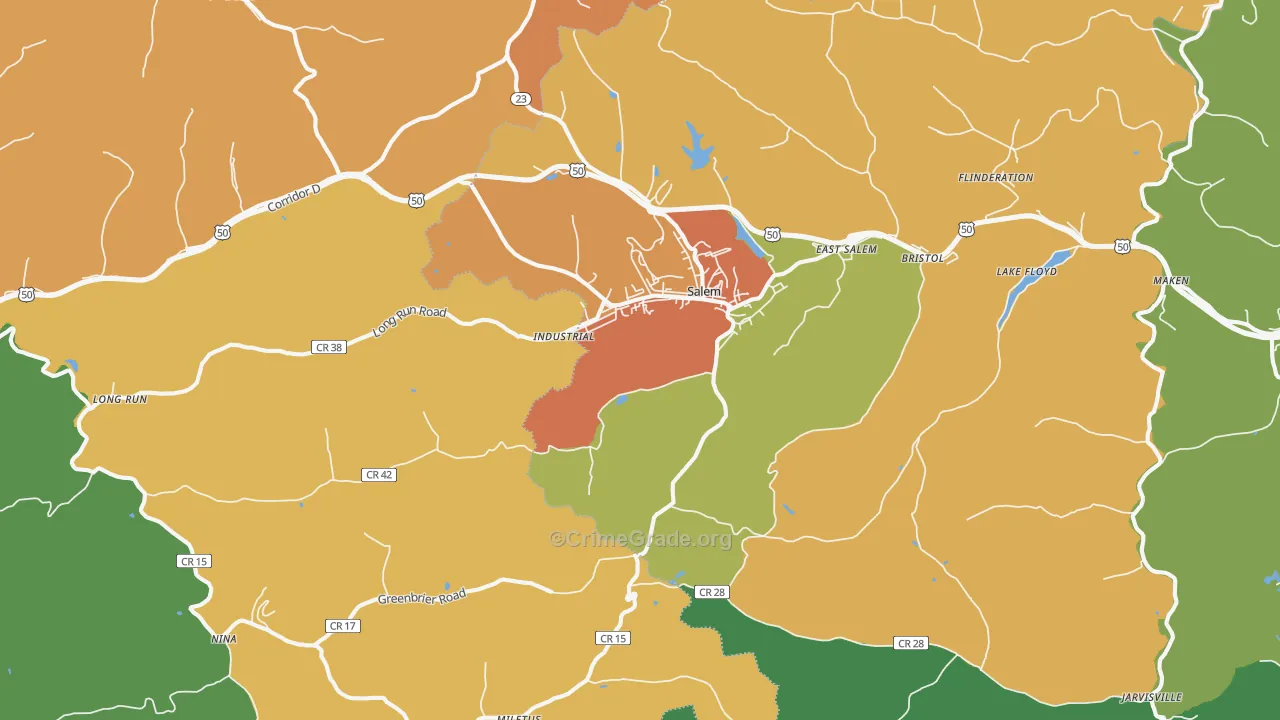 Salem, WV Map of Murder Rates