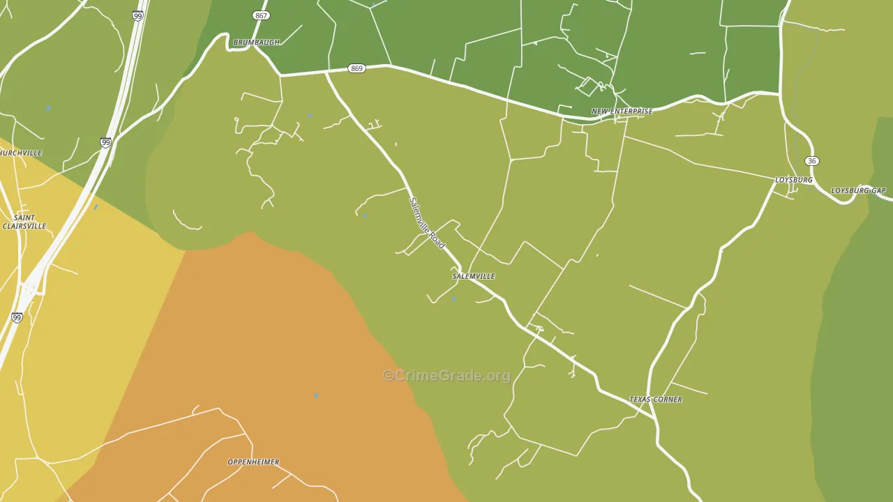 Salemville, PA Map of Murder Rates