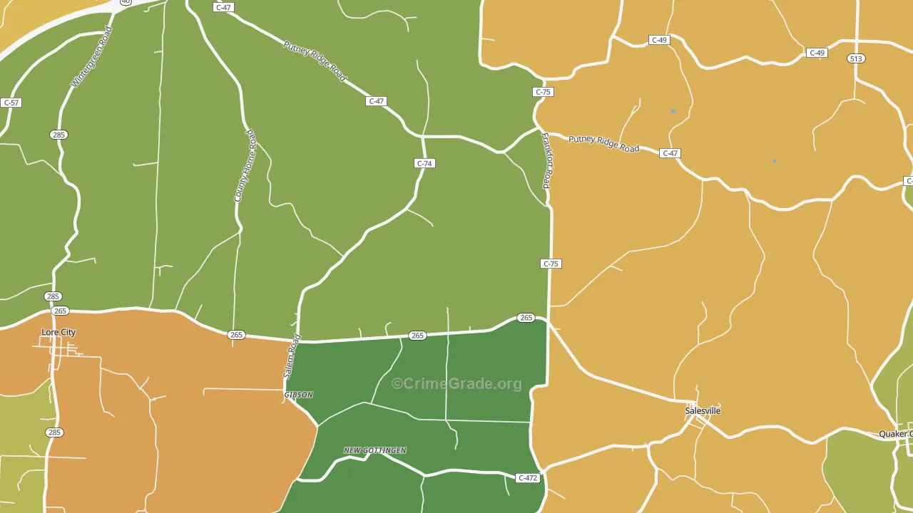 Salesville, OH Map of Murder Rates