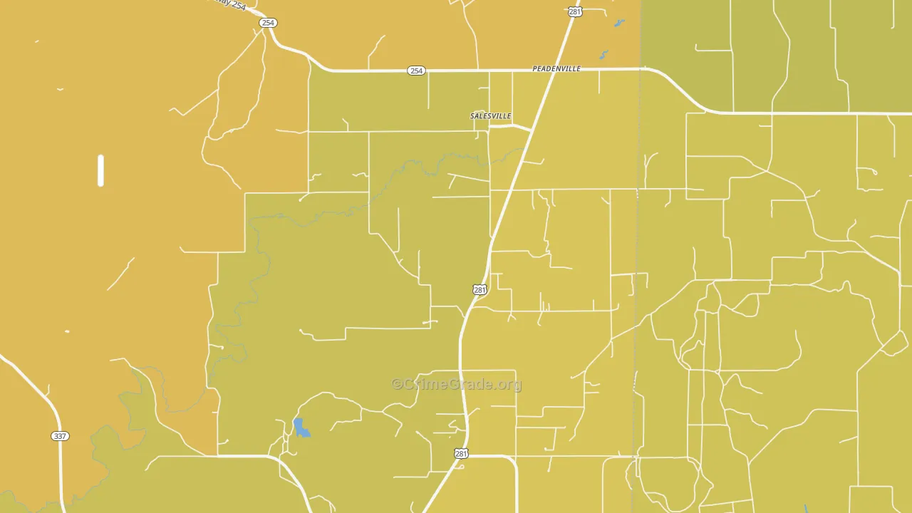 Salesville, TX Map of Murder Rates