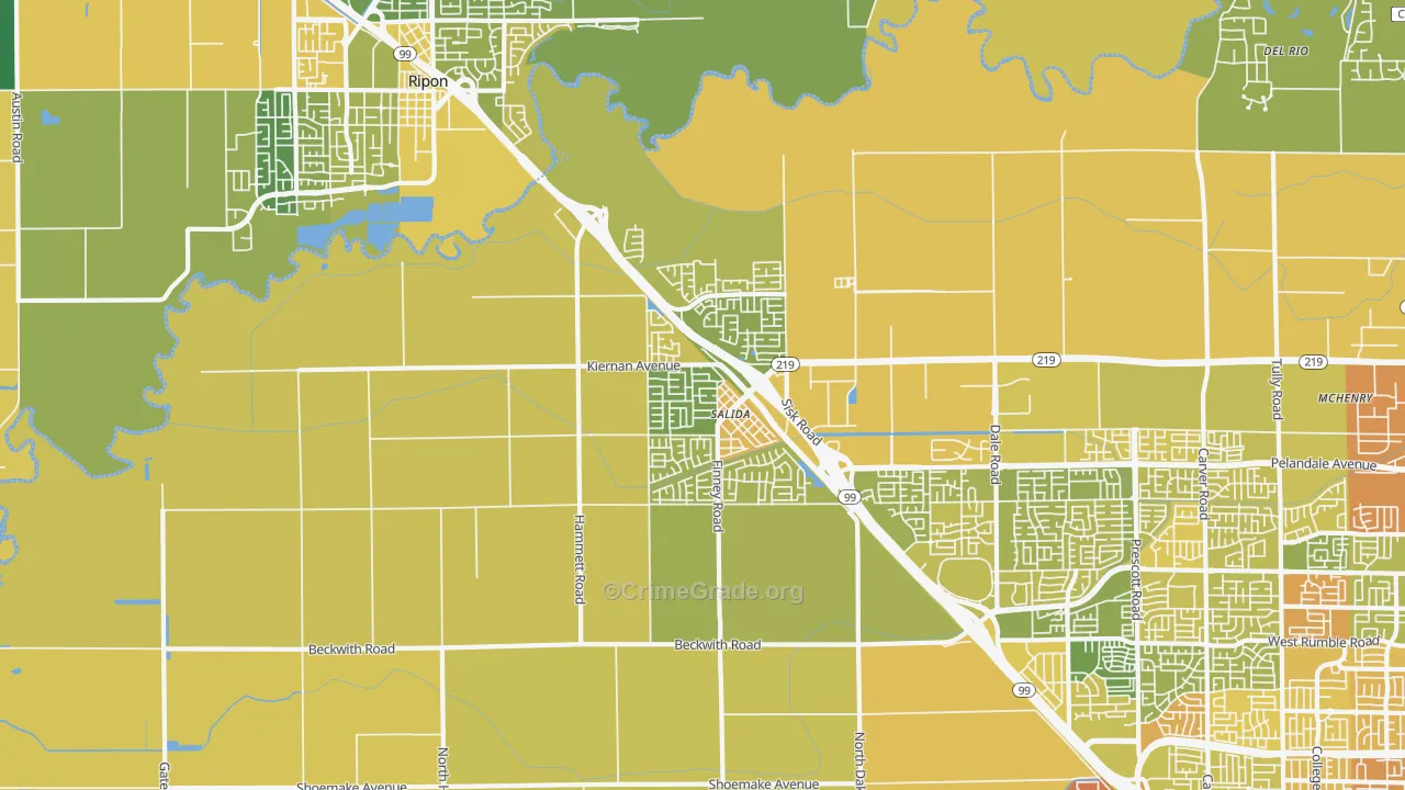 Salida, CA Map of Murder Rates