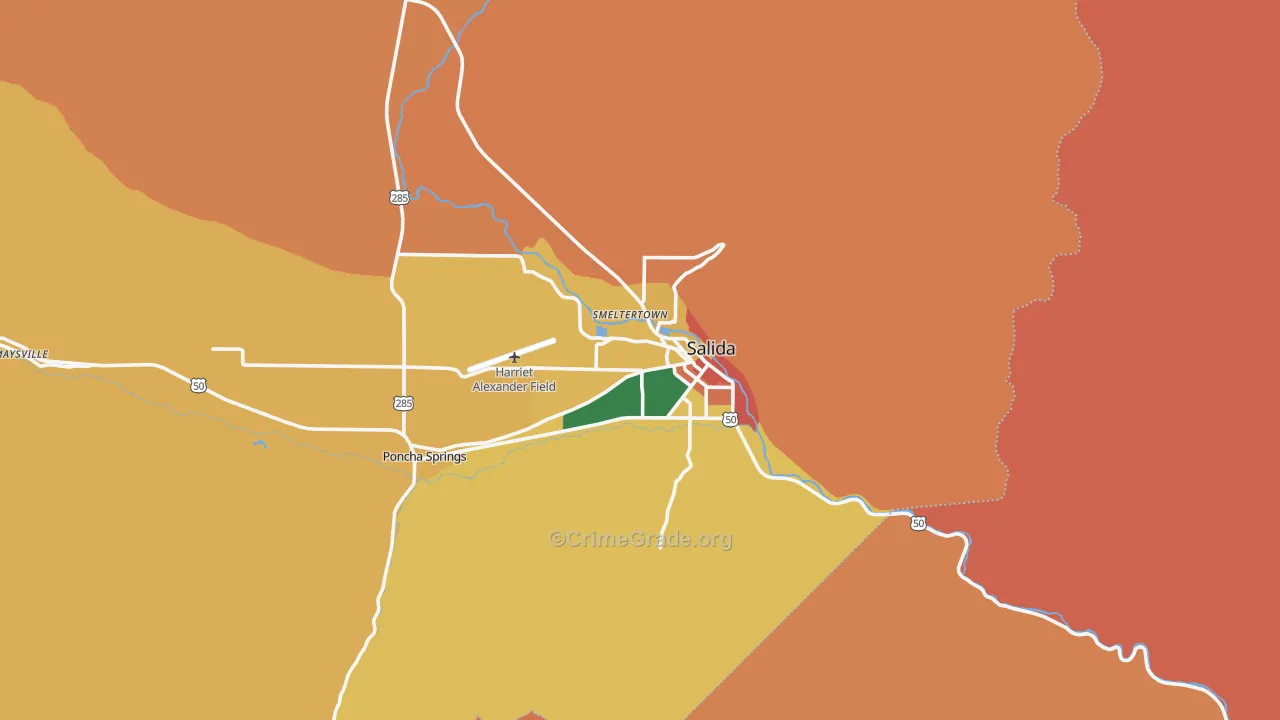 Salida, CO Map of Murder Rates
