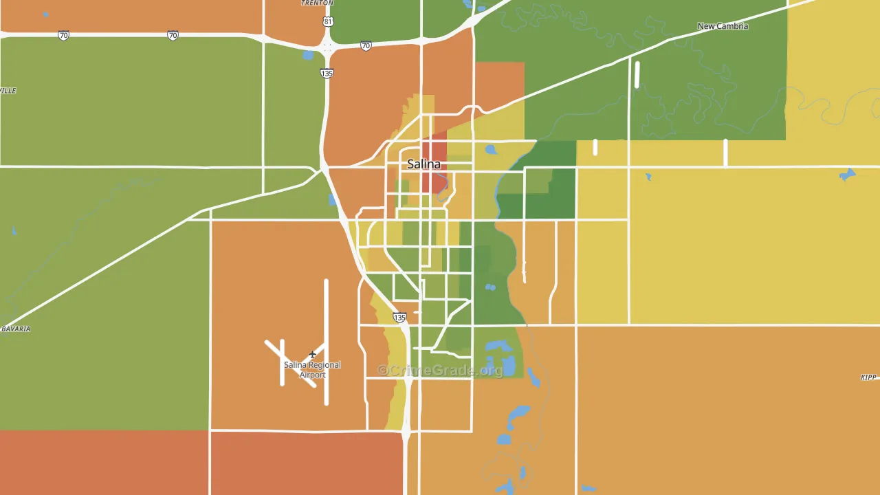 Salina, KS Map of Murder Rates
