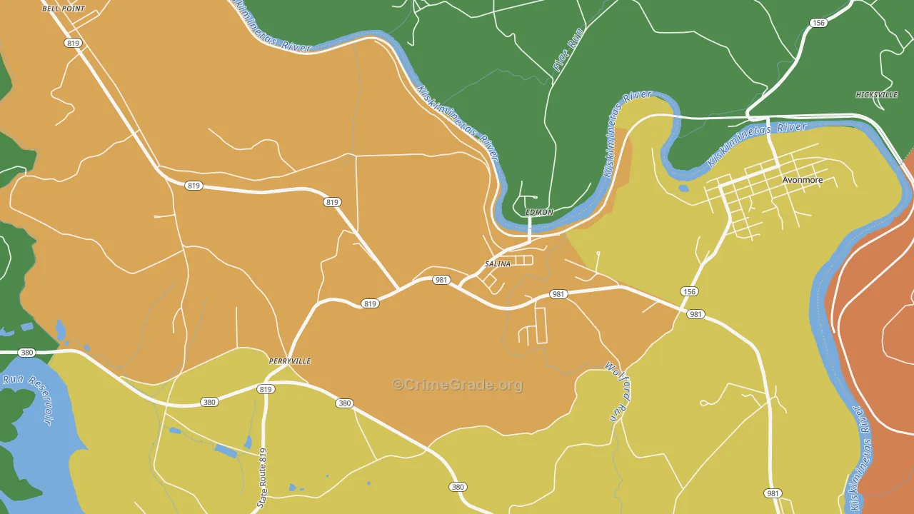 Salina, PA Map of Murder Rates