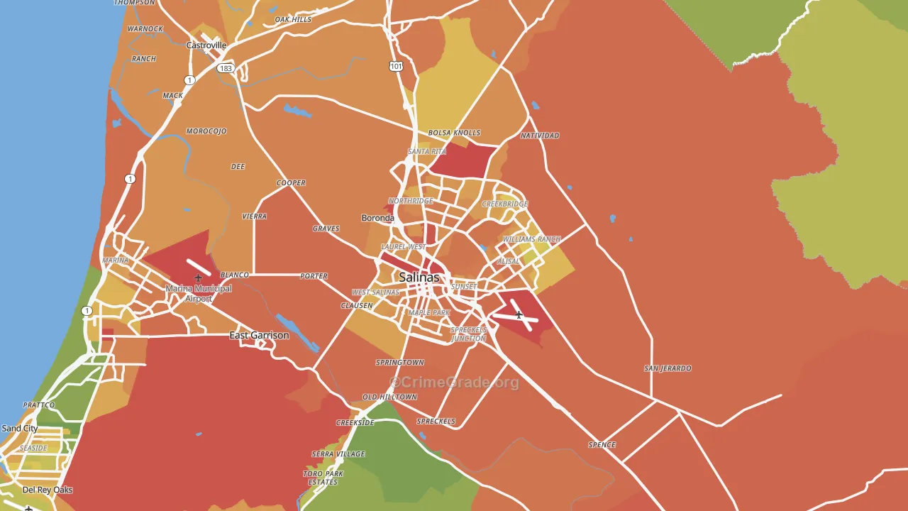 Salinas, CA Map of Murder Rates