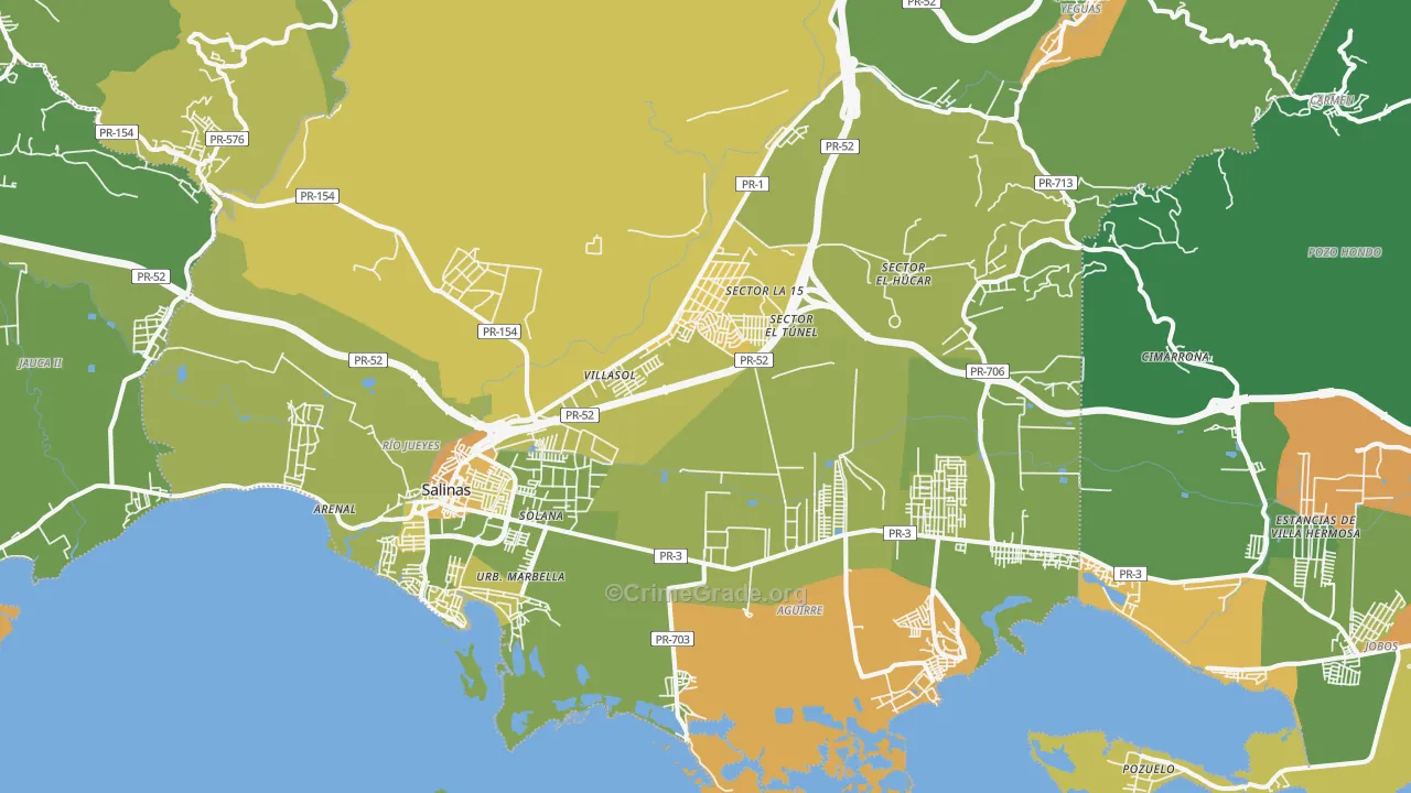 Salinas Municipio, PR Map of Murder Rates