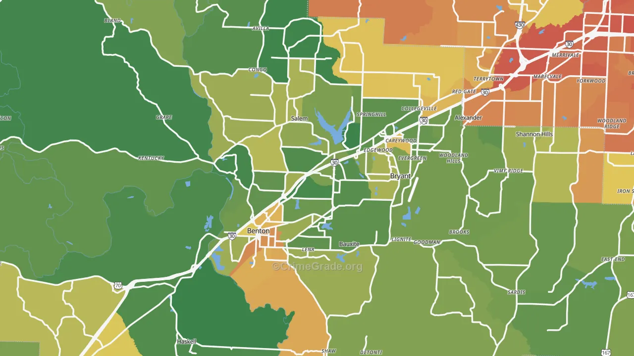 Saline County, AR Map of Murder Rates