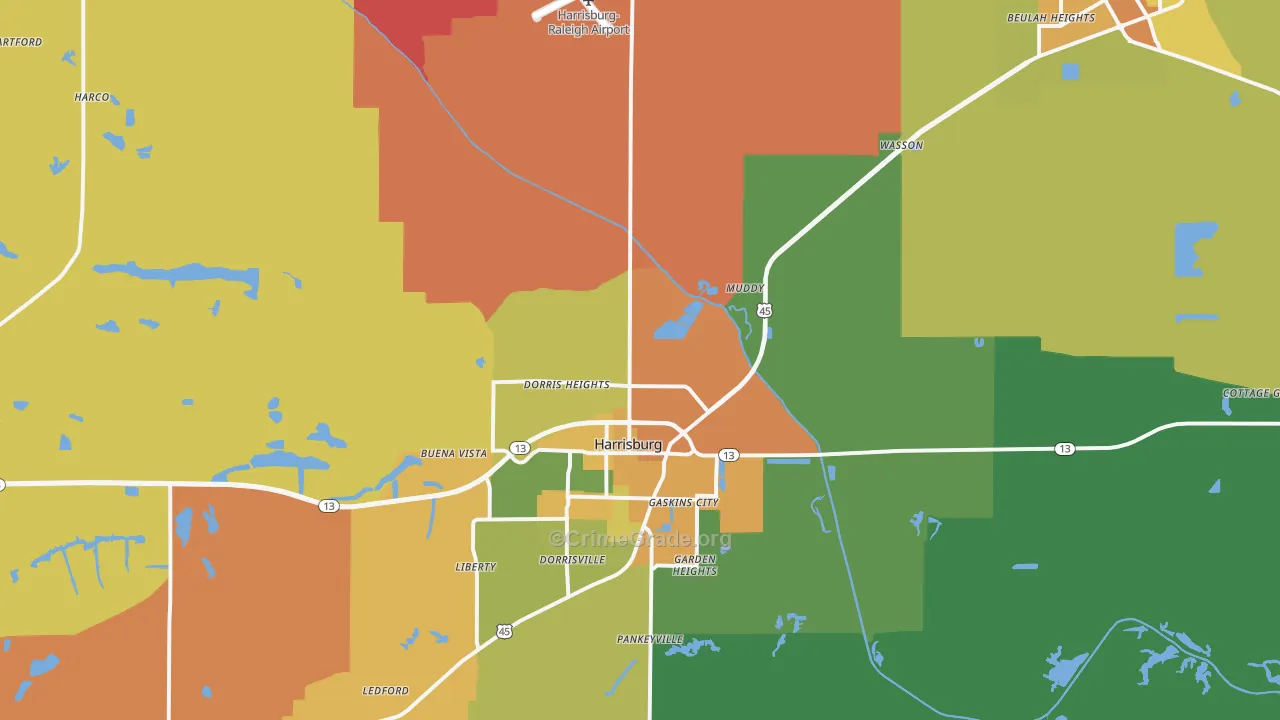Saline County, IL Map of Murder Rates
