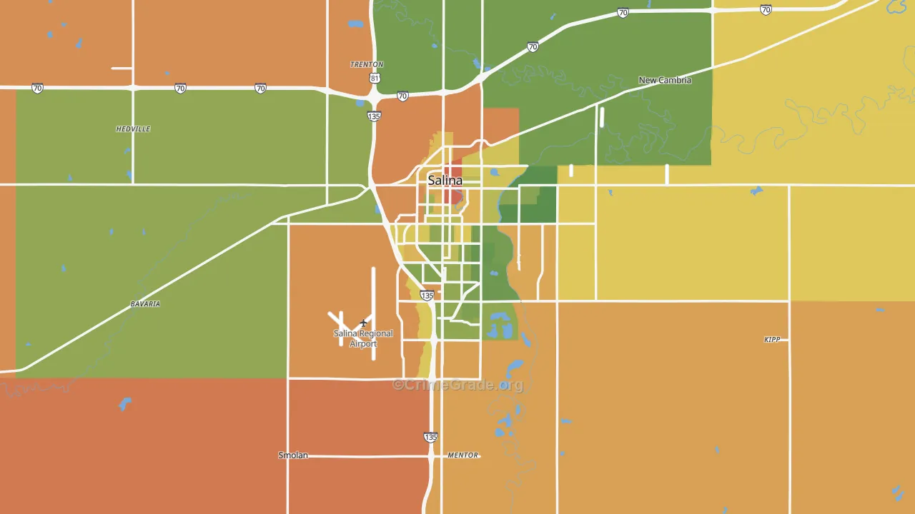 Saline County, KS Map of Murder Rates