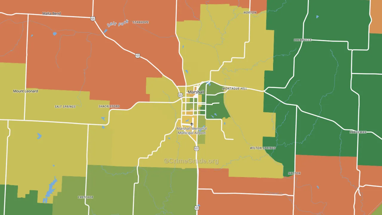 Saline County, MO Map of Murder Rates