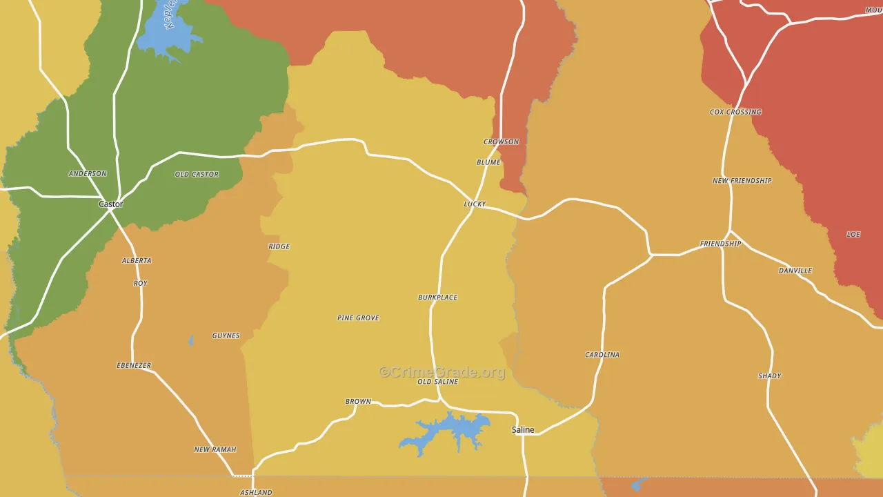 Saline, LA Map of Murder Rates