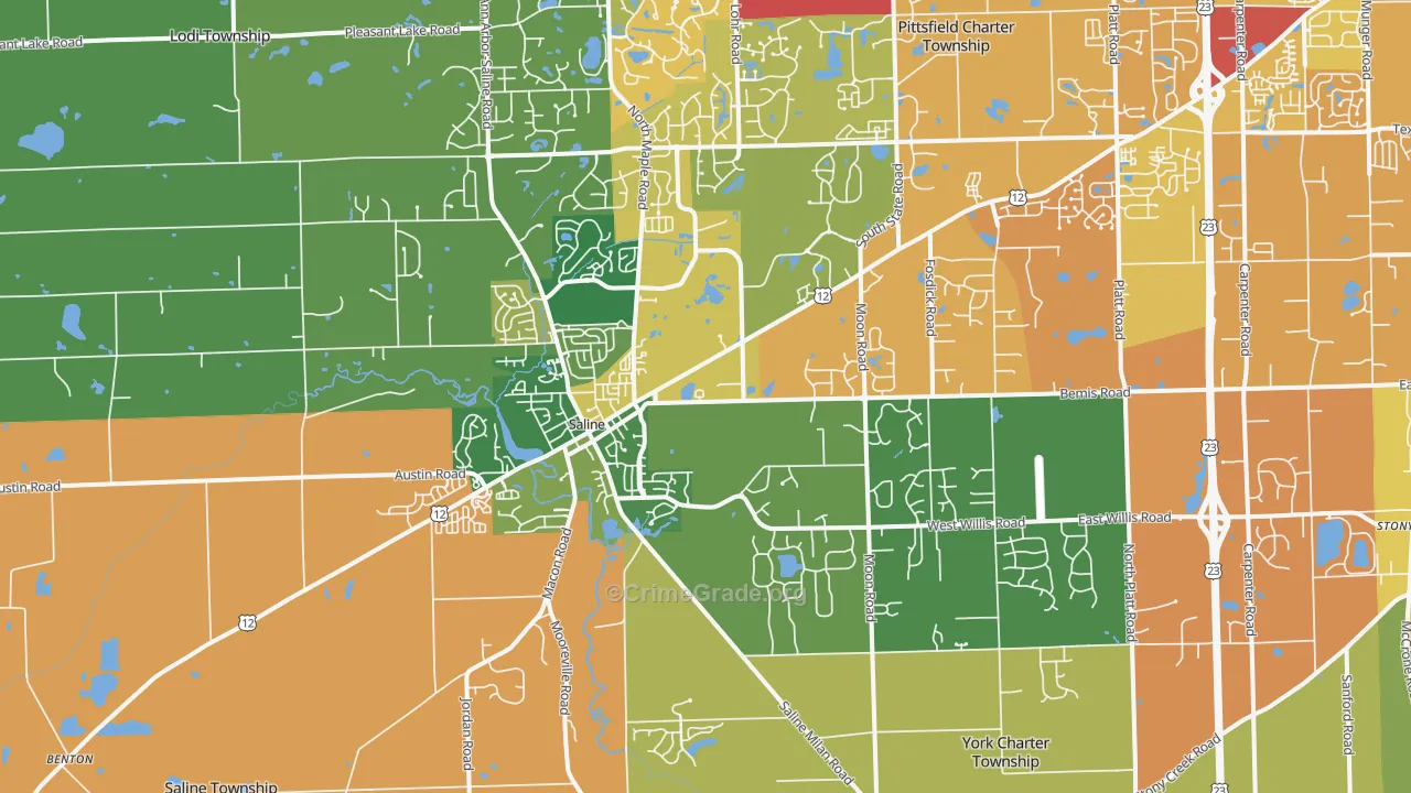 Saline, MI Map of Murder Rates