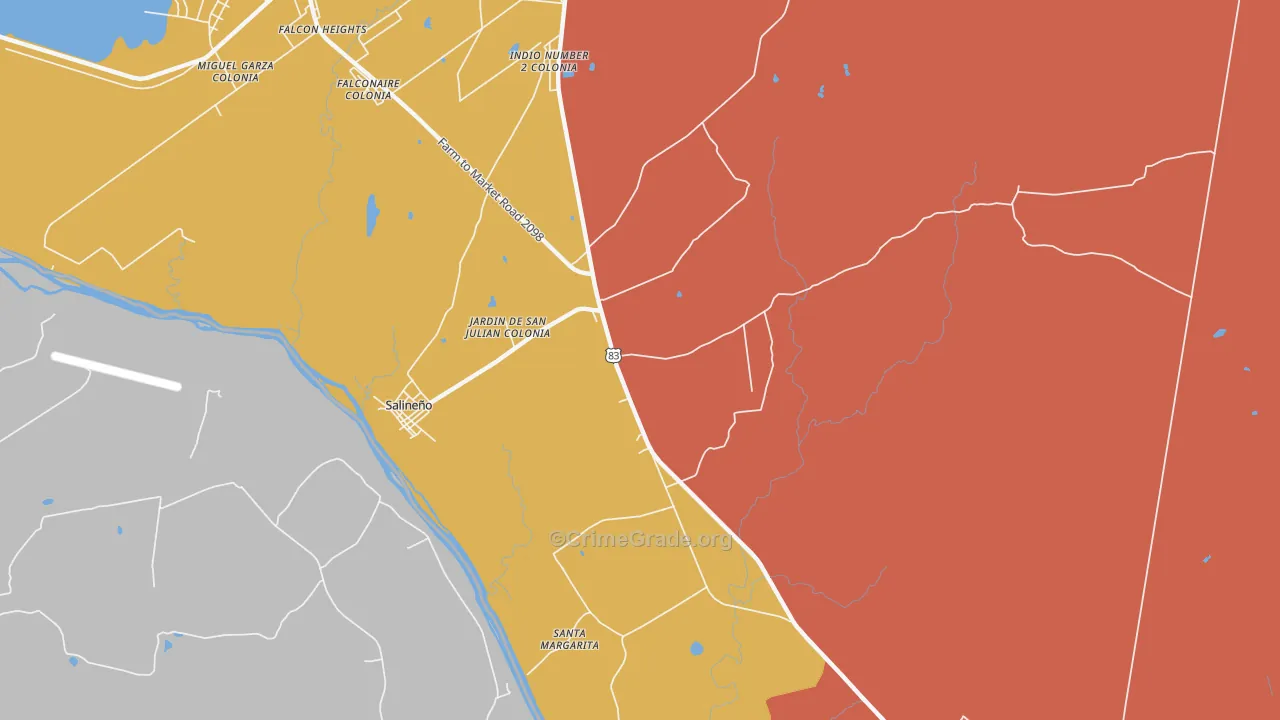 Salineno, TX Map of Murder Rates