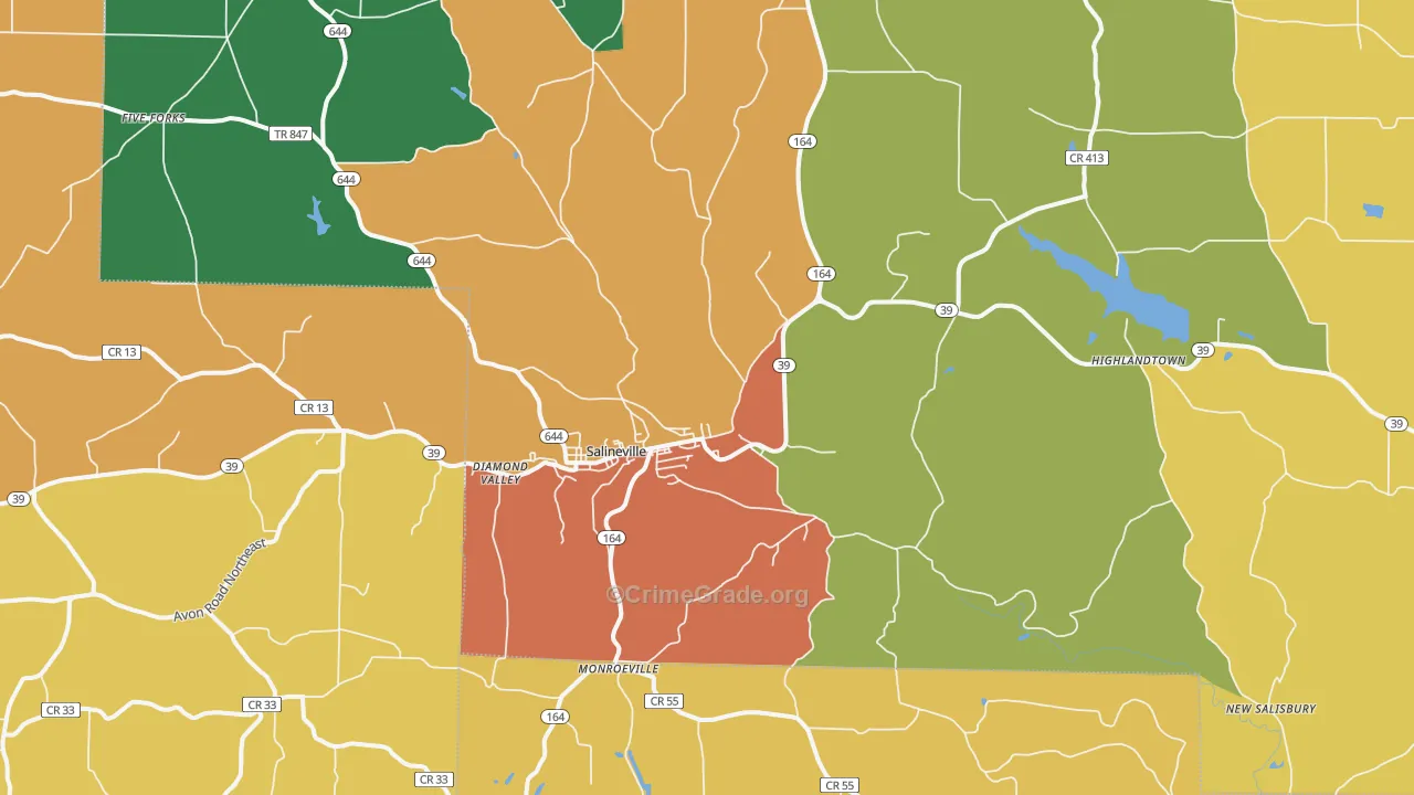 Salineville, OH Map of Murder Rates