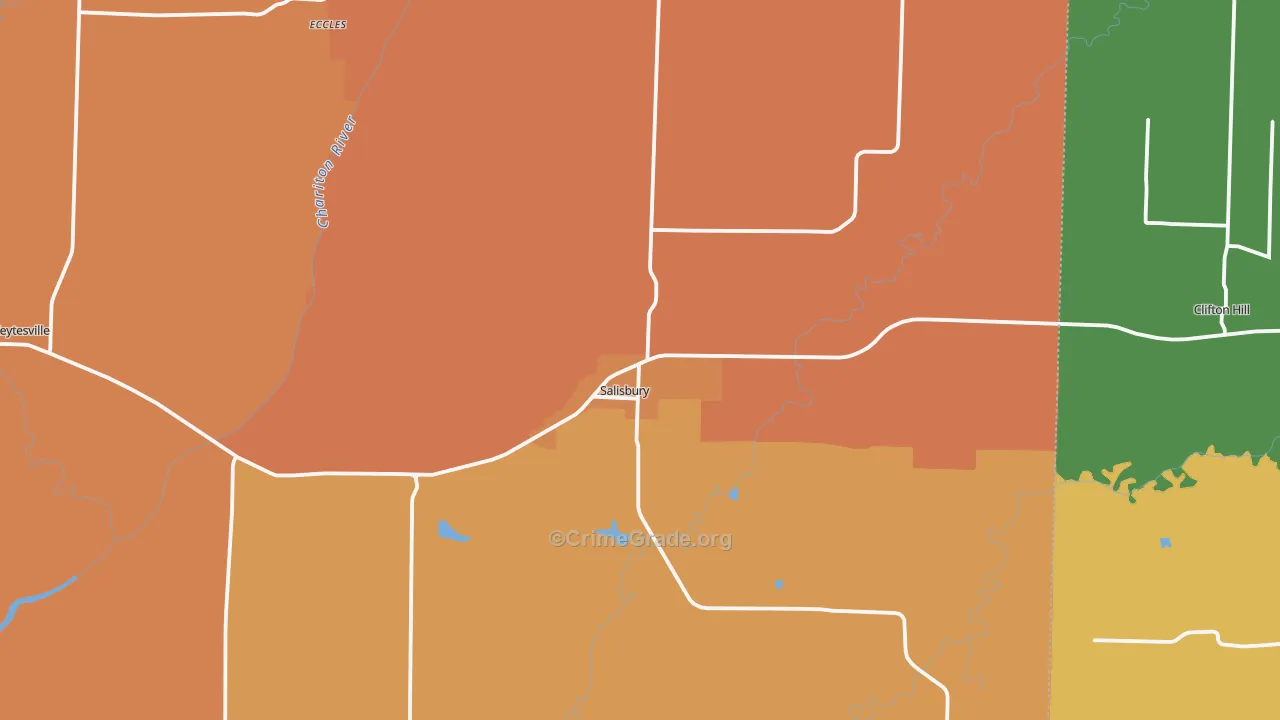 Salisbury, MO Map of Murder Rates