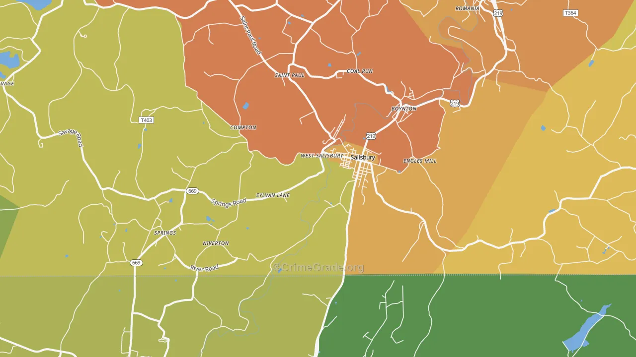 Salisbury, PA Map of Murder Rates