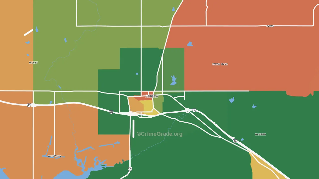Sallisaw, OK Map of Murder Rates