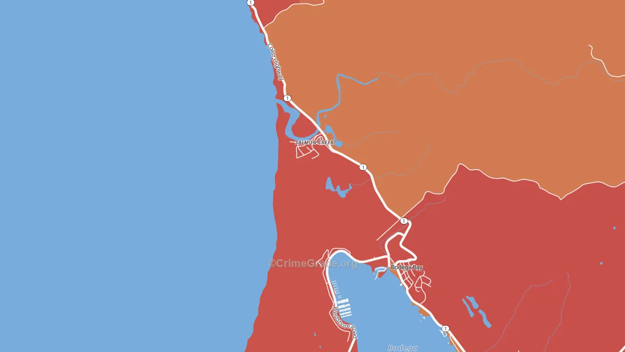 Salmon Creek, CA Map of Murder Rates