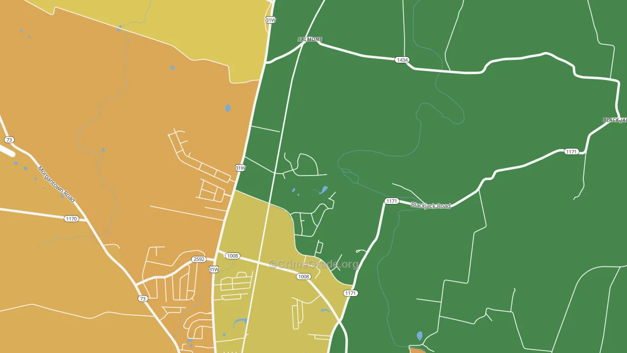 Salmon, KY Map of Murder Rates