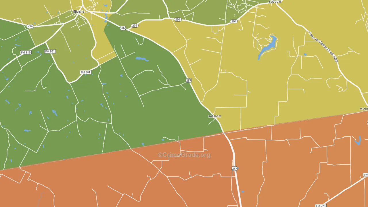Salmon, TX Map of Murder Rates