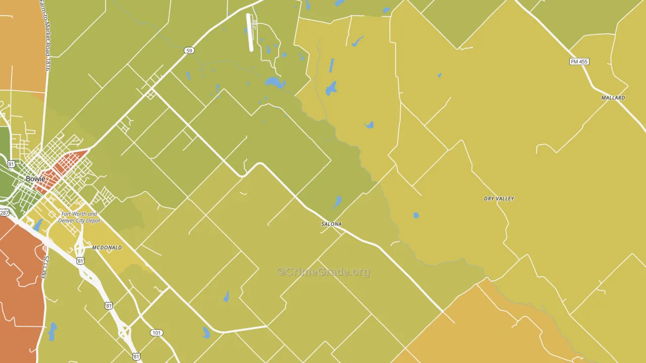 Salona, TX Map of Murder Rates