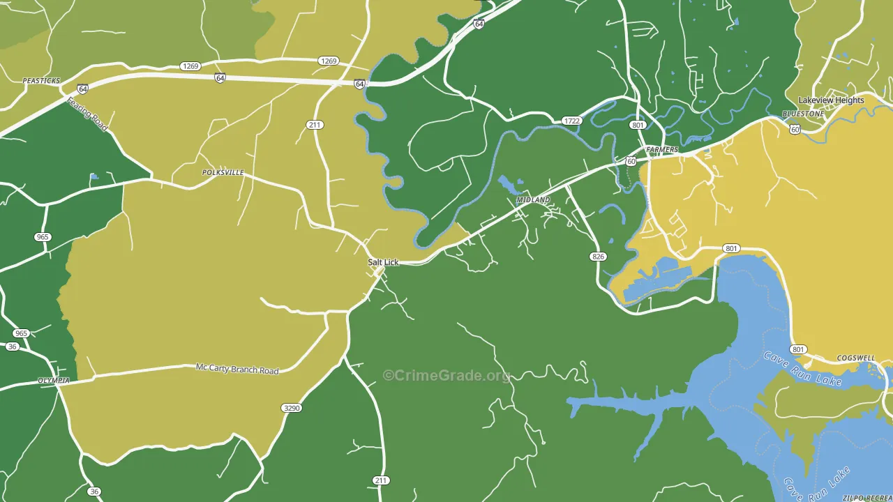 Salt Lick, KY Map of Murder Rates