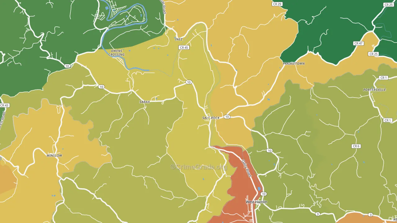 Salt Rock, WV Map of Murder Rates