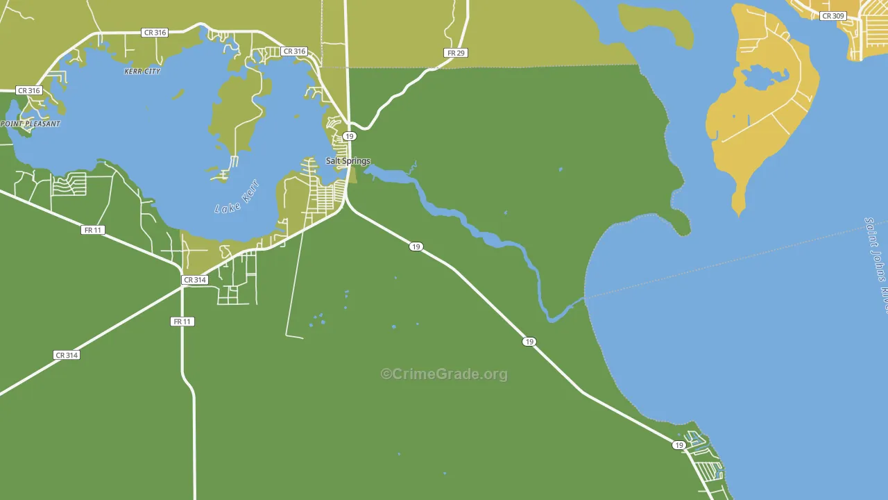 Salt Springs, FL Map of Murder Rates