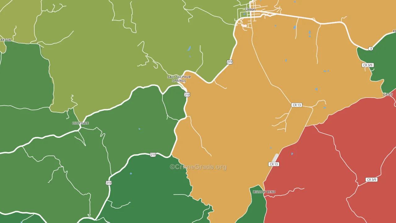 Salt Sulphur Springs, WV Map of Murder Rates