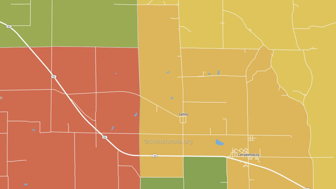 Saltillo, IN Map of Murder Rates