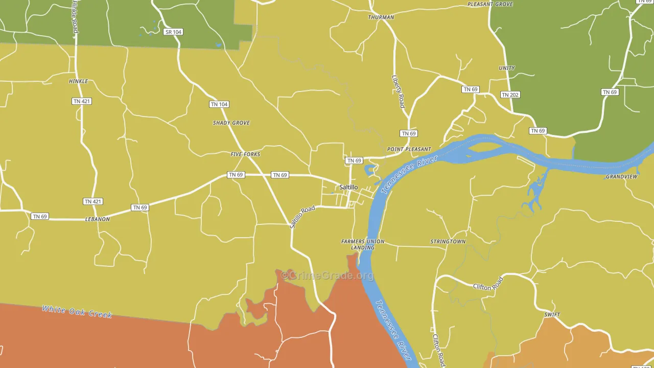 Saltillo, TN Map of Murder Rates