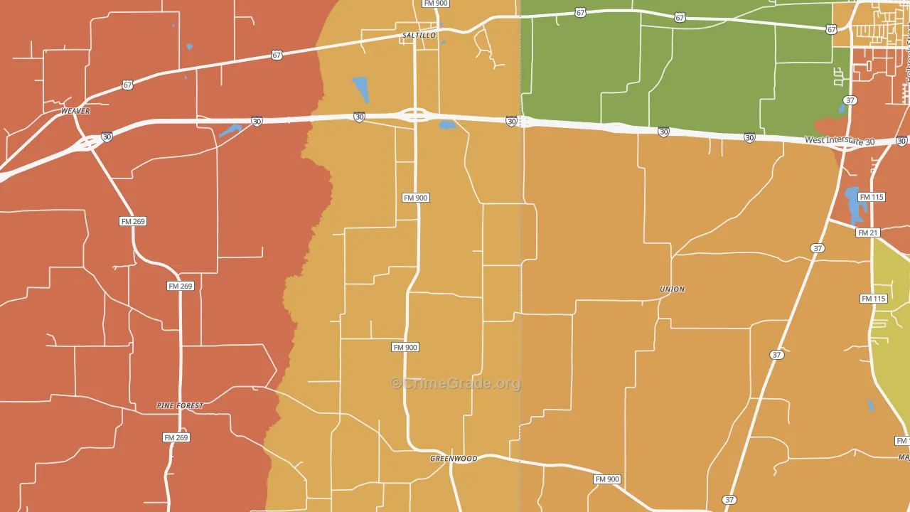 Saltillo, TX Map of Murder Rates