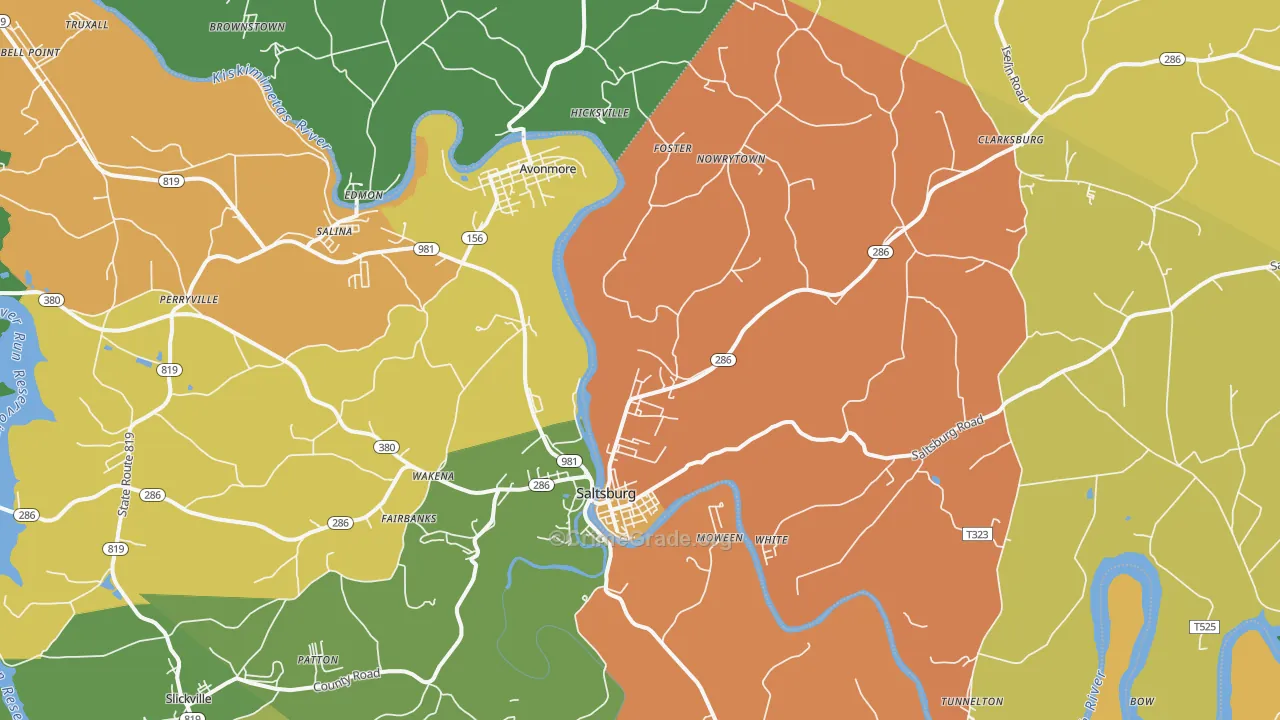 Saltsburg, PA Map of Murder Rates