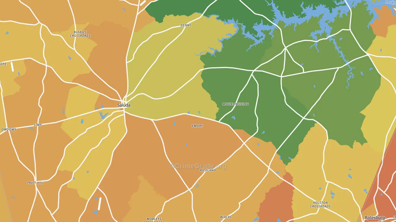 Saluda County, SC Map of Murder Rates