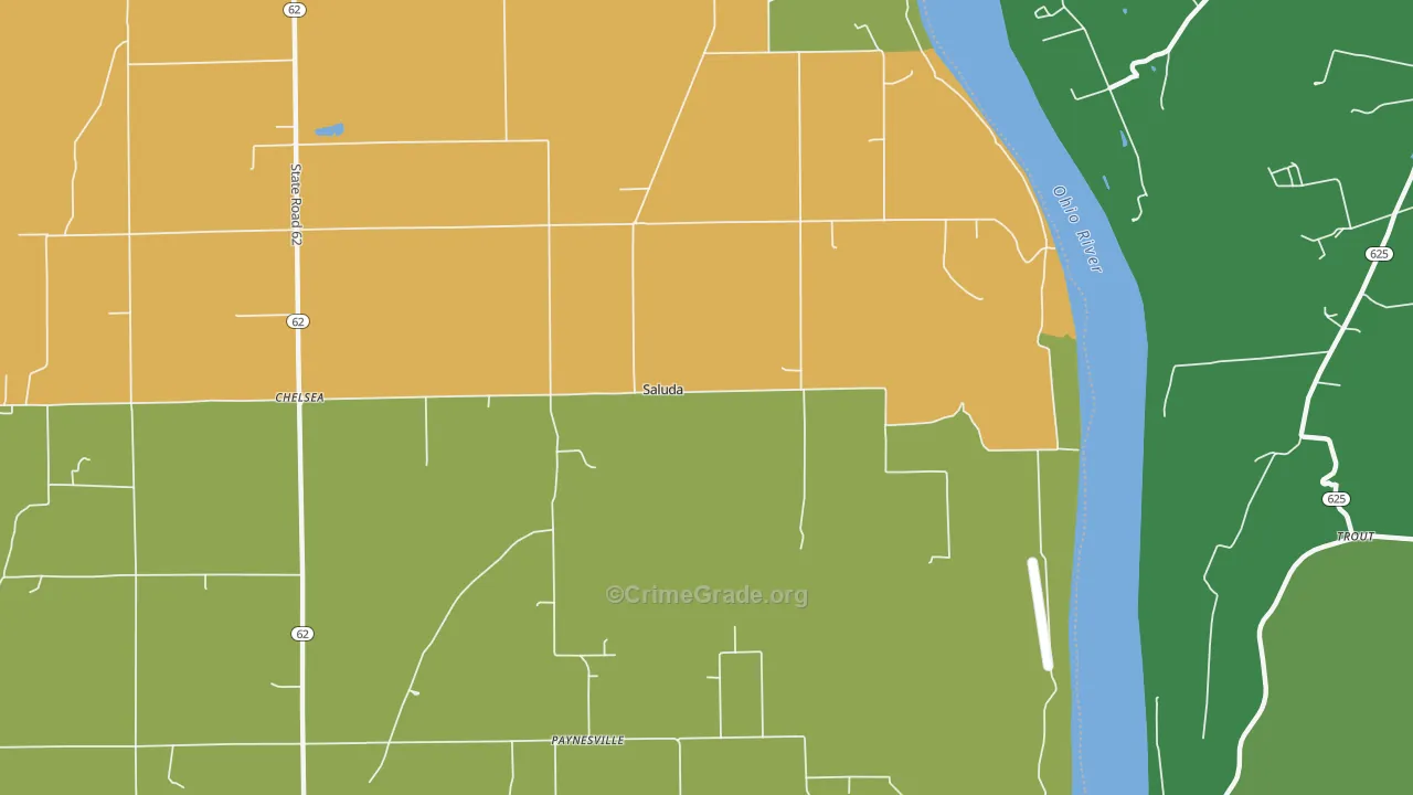 Saluda, IN Map of Murder Rates