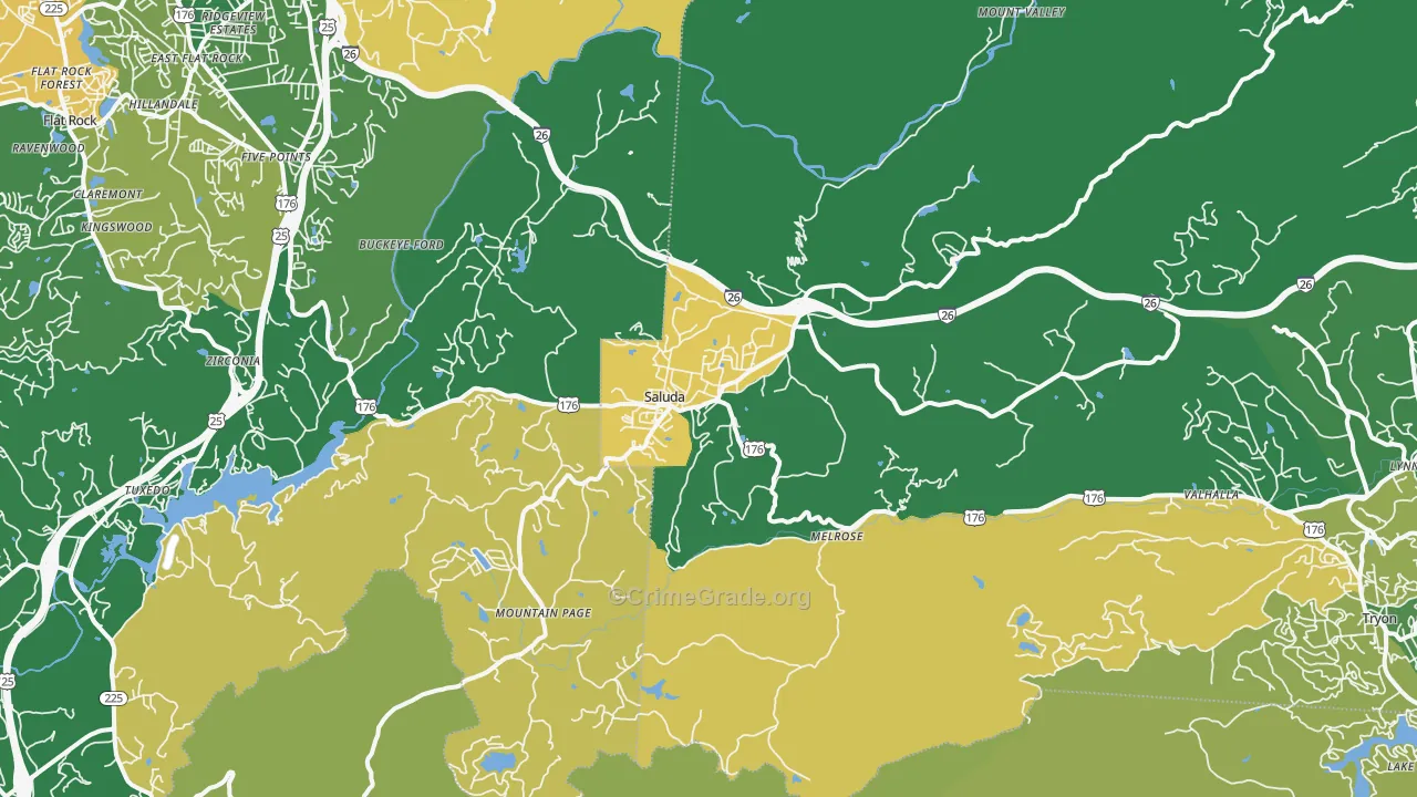 Saluda, NC Map of Murder Rates