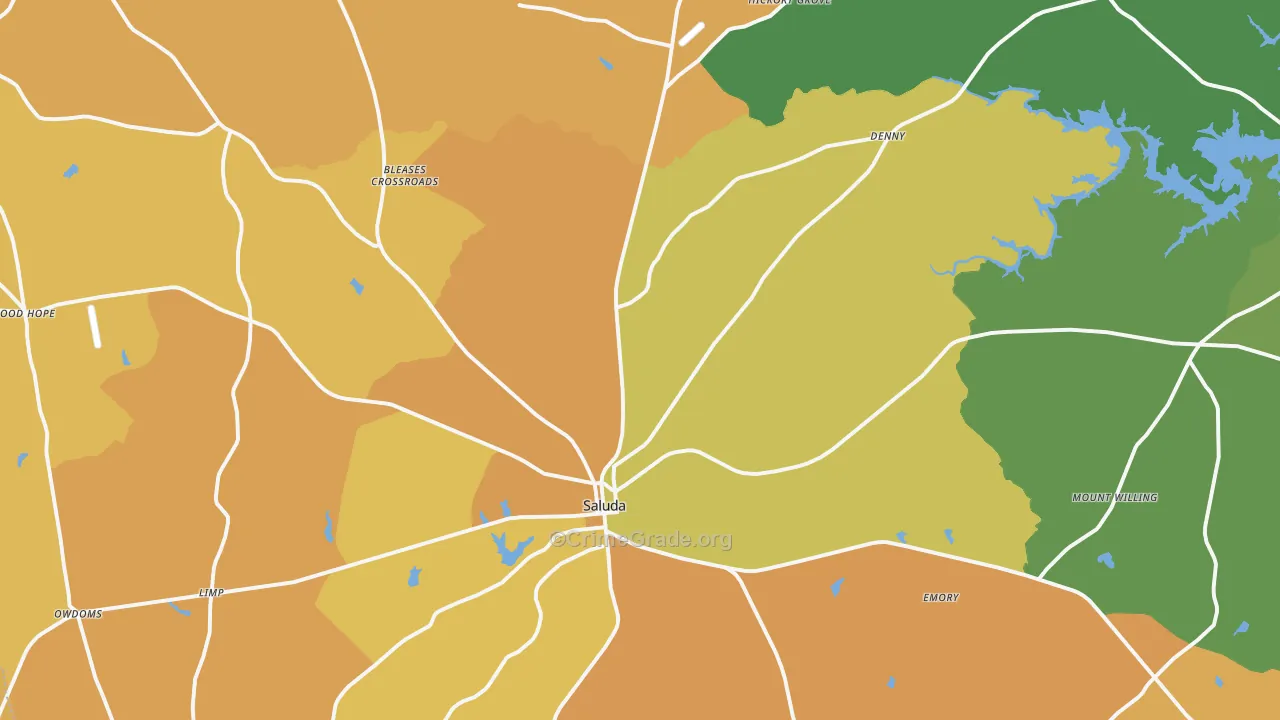 Saluda, SC Map of Murder Rates