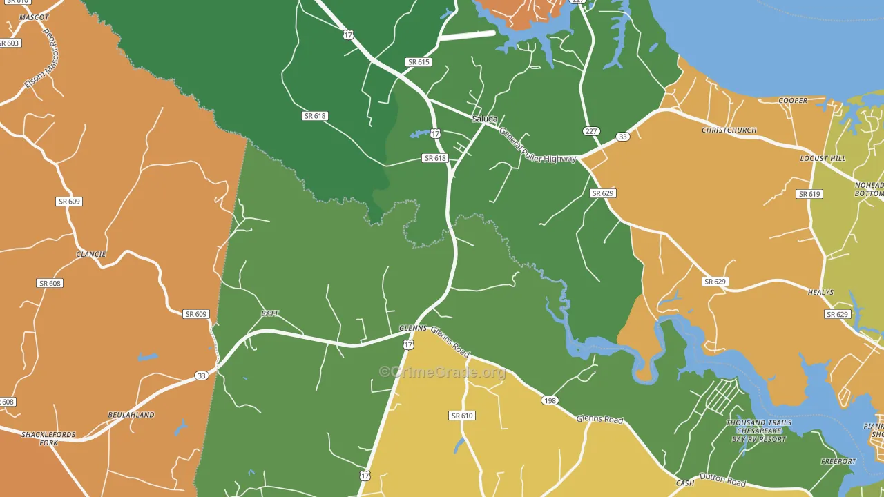 Saluda, VA Map of Murder Rates