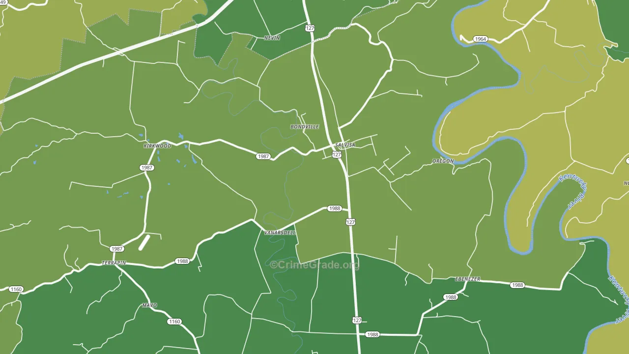 Salvisa, KY Map of Murder Rates