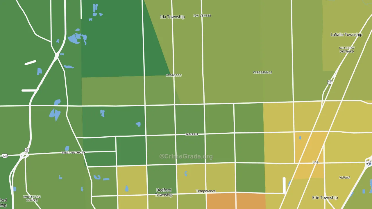 Samaria, MI Map of Murder Rates