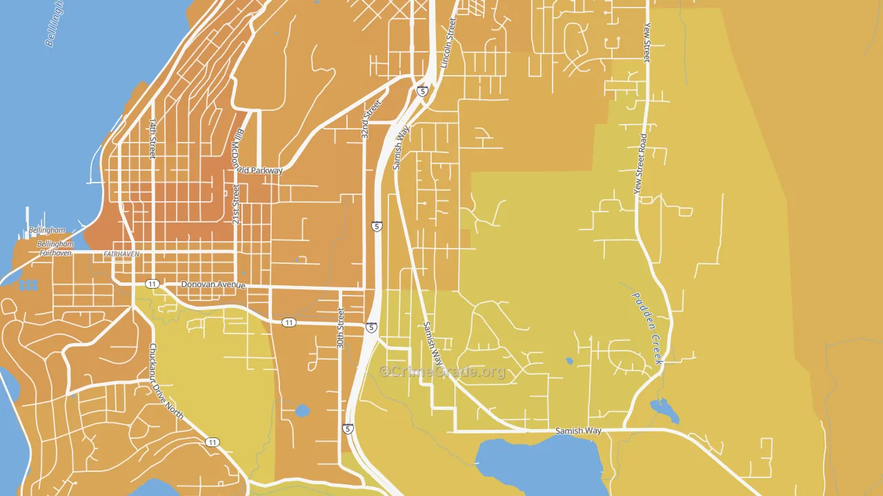Samish Hill, Bellingham, WA Map of Murder Rates