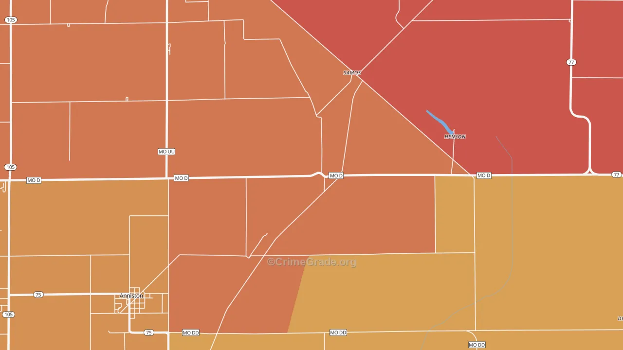 Samos, MO Map of Murder Rates