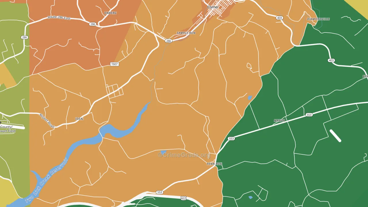 Sample Run, PA Map of Murder Rates