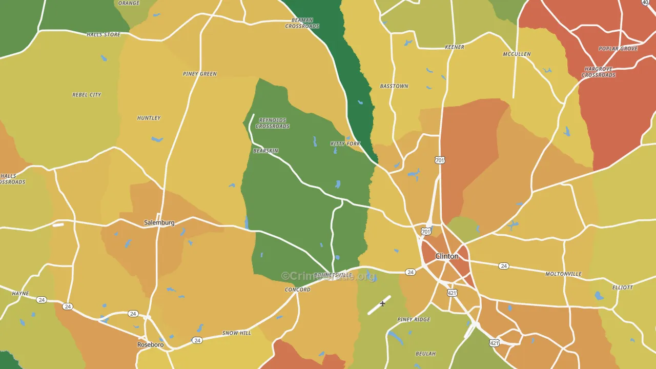 Sampson County, NC Map of Murder Rates
