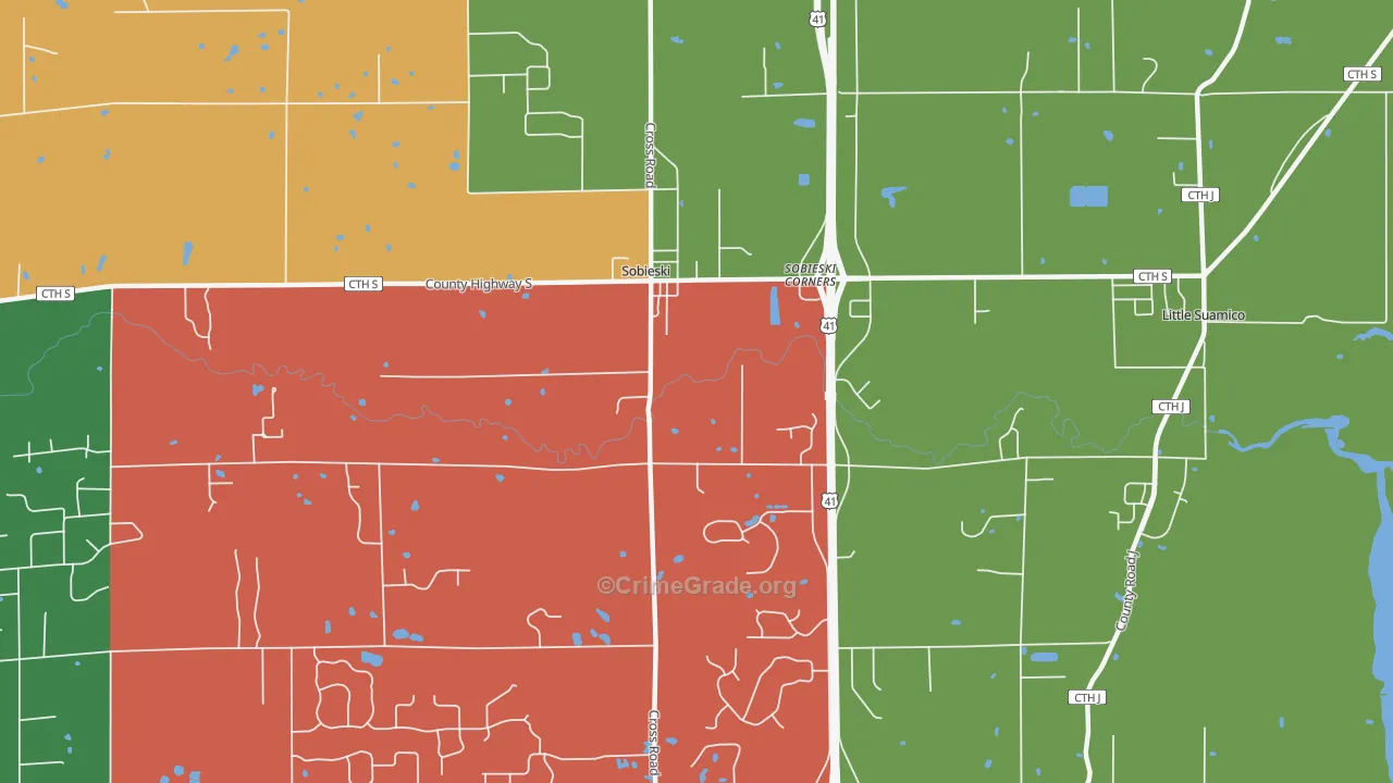 Sampson, WI Map of Murder Rates