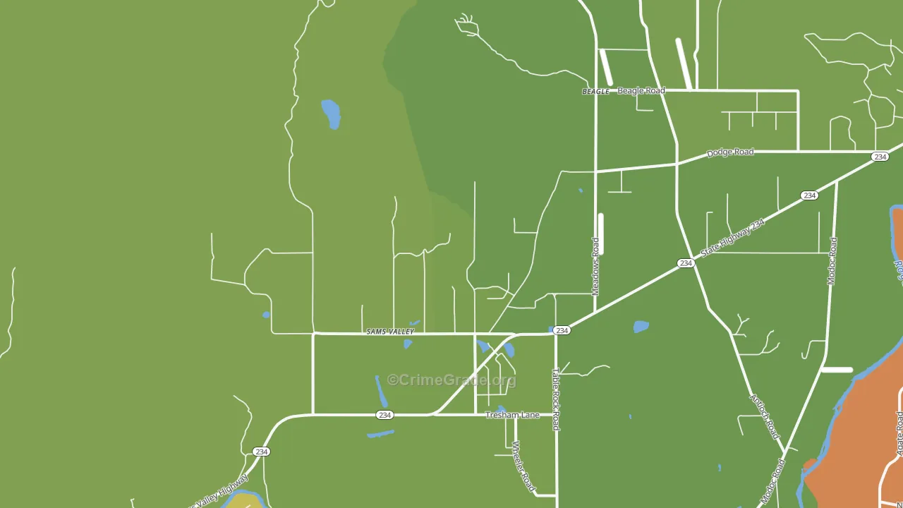 Sams Valley, OR Map of Murder Rates
